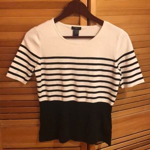 Ann Taylor Black & White Striped Top